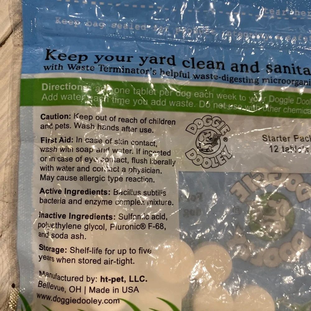 Doggie Dooley Waste Terminator Tablets White Disposal Solid Liquid 12